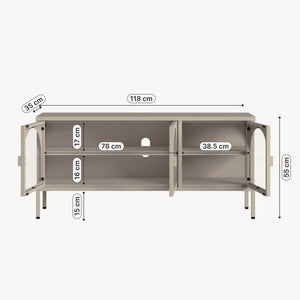 Dressoir Klippestad vitrinekast 118x35x55 cm camel [en.casa]