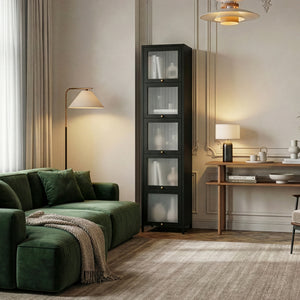 Vitrinekast Ostersund 174x40x35 cm zwart [en.casa]