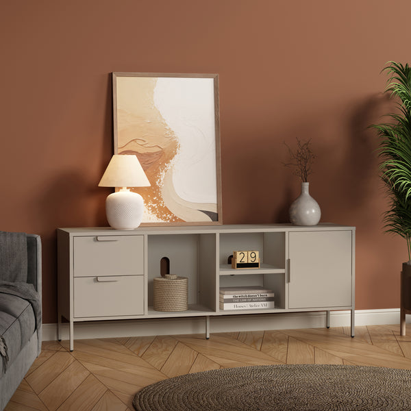 TV meubel Kliri met lades en deur 150x35x58 cm camel [en.casa] 