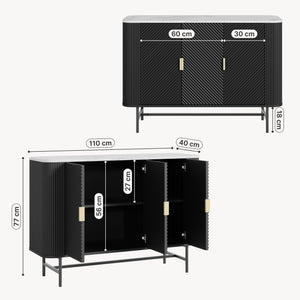 Dressoir Olvehok 110x40x77 cm marmerlook wit en zwart [en.casa] 