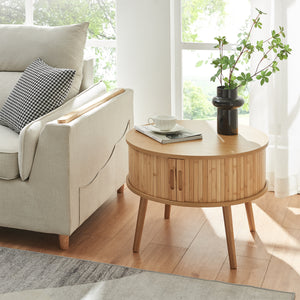 Nachtkastje Nordkapp rond 45x60 cm naturel [en.casa]