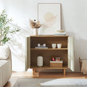 Commode Ferrersp 80x80x40 cm eikenkleurig havermout en naturel [en.casa]