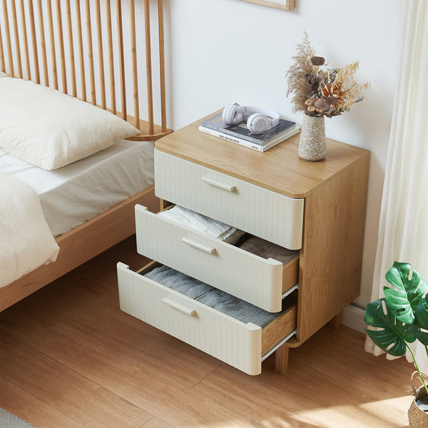 Commode Ferrersp 70x60x40 cm eikenkleurig havermout en naturel [en.casa]