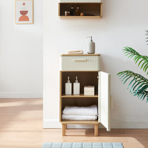 Badkamerkast Ferrersp 80x40x35 cm eikenkleurig havermout en naturel [en.casa]