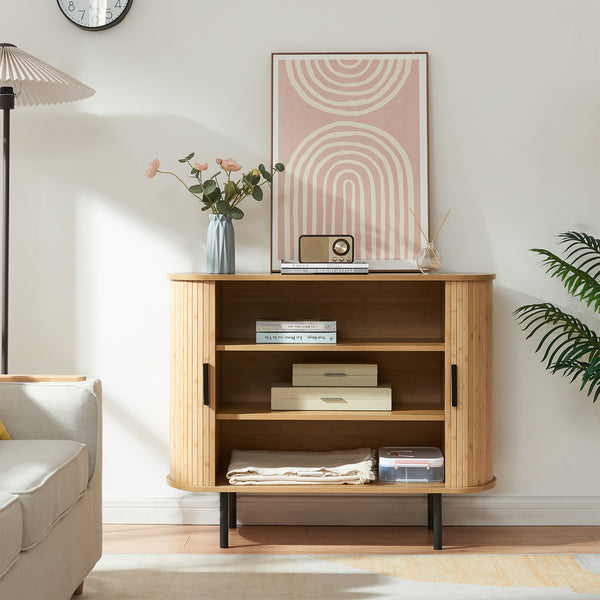 Schoenenkast Tvedestrand dressoir 100x40x80 cm naturel en zwart [en.casa]