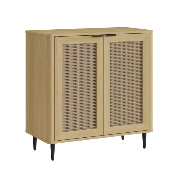 Commode Lukhomso 83x80x40 cm eikenkleurig en zwart [en.casa]