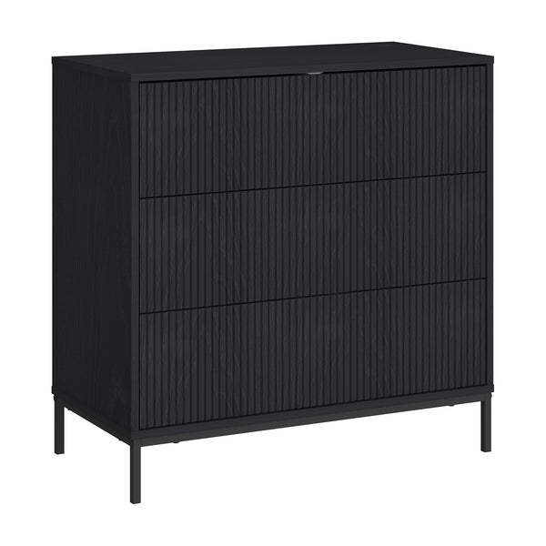 Ladekast Nykapin commode met 3 lades 80x80x40 cm zwart [en.casa] 