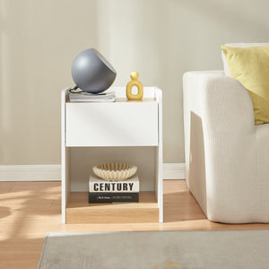 Nachtkastje Kuorshare 55x42x37 cm wit en eikenkleurig [en.casa]