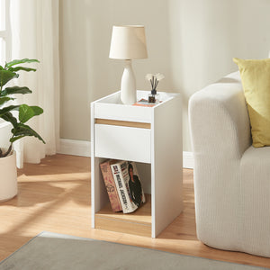 Nachtkastje Lure 55x30x35 cm wit en eikenkleurig [en.casa]