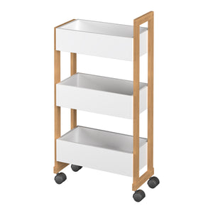 Trolley Varulta bamboe 80x41x20 cm wit [en.casa]