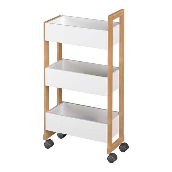 Trolley Varulta bamboe 80x41x20 cm wit [en.casa]