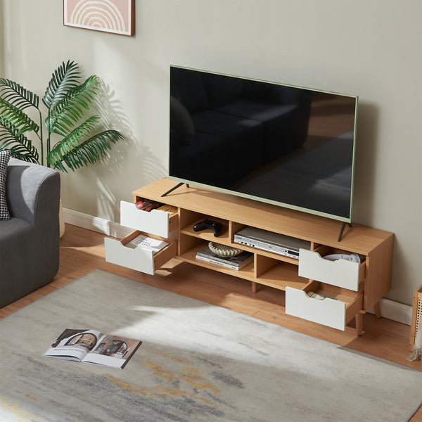 Tv-meubel Bordkak 140x30x45 cm eikenkleurig en wit [en.casa]