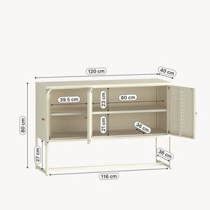 Dressoir Viitasaari commode met 3 deuren 120x40x80 cm crèmewit [en.casa]