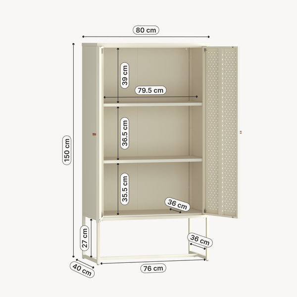 Woonkamerkast Viitasaari commode 150x80x40 cm crèmewit [en.casa] 