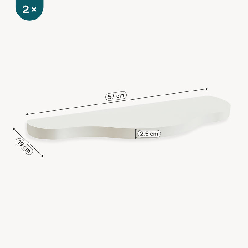 Maatschets Wandplank Sirlstalo set van 2 voor kinderkamer 57x19x3 cm wit [en.casa] 