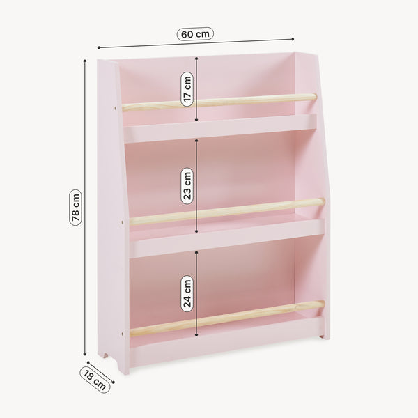Kinderboekenrek Virer met 3 open vakken 78x60x18 cm roze [en.casa] 