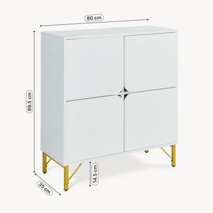 Sideboard Reyri 90x80x35 cm Wit/Goudkleurig [en.casa]