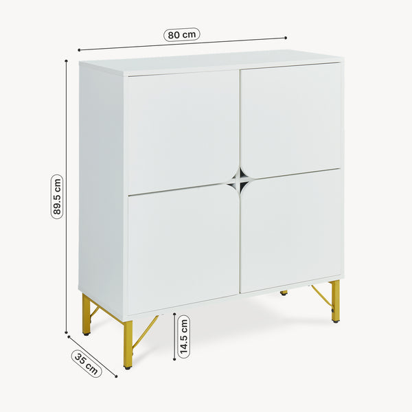 Sideboard Reyri 90x80x35 cm Wit/Goudkleurig [en.casa]