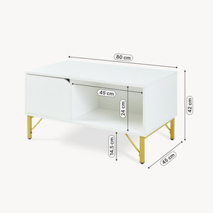 Salontafel Reyri 80x45x42 cm Wit/Goudkleurig