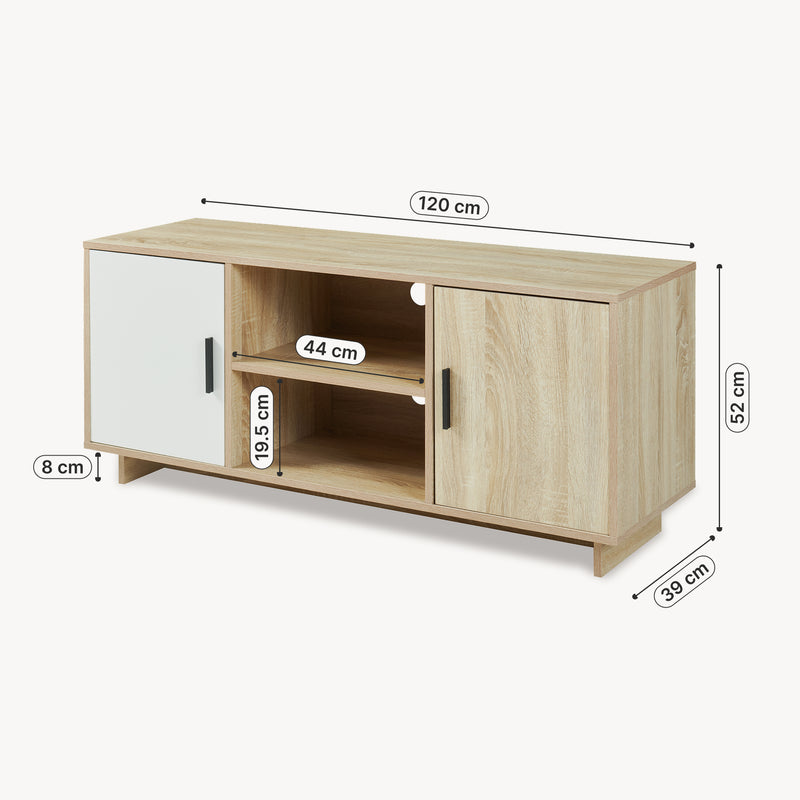 Maatschets Tv-meubel Kenta 120x39x52 cm sonoma eiken en wit [en.casa] 