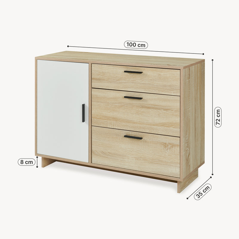 Maatschets Dressoir Kenta 100x35x72 cm sonoma eiken en wit [en.casa]