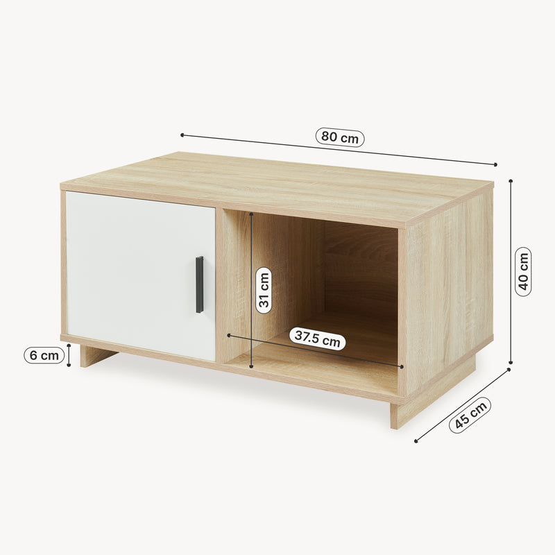 Maatschets Salontafel Kenta 80x45x40 cm sonoma eiken en wit [en.casa] 