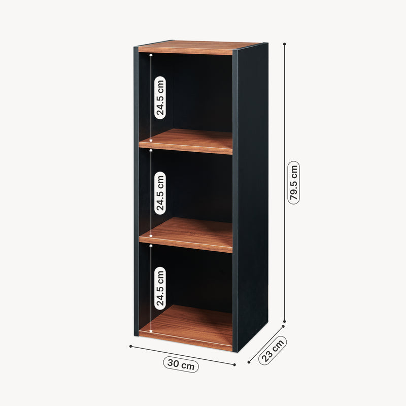Maatschets Boekenkast Trond 80x30x23 cm zwart en walnootkleurig [en.casa]