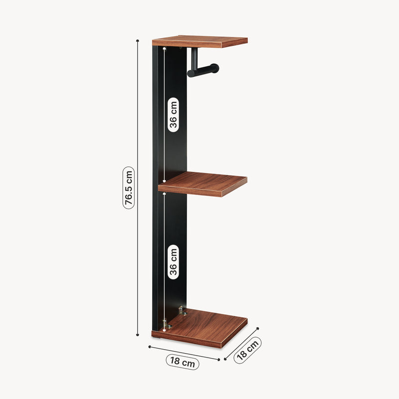 Maatschets Toiletrolhouder Trond 77x18x18 cm zwart en walnootkleurig [en.casa] 