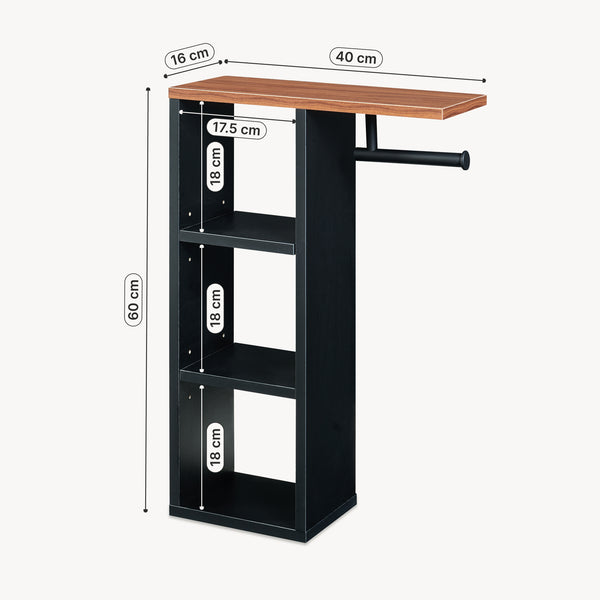 Toiletpapierhouder Trond 60x40x16 cm Zwart/Walnootlook [en.casa]