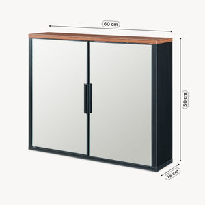 Spiegelkast Trond 50x60x15 cm Zwart/Walnootlook [en.casa]