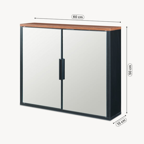 Spiegelkast Trond 50x60x15 cm Zwart/Walnootlook [en.casa]
