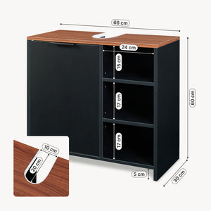 Wastafelonderkast Trond 60x66x30 cm Zwart/Walnootlook [en.casa]