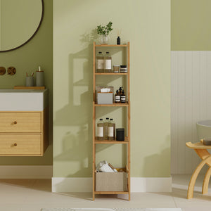 Badrek Anun 128x30x30 cm Bamboe Naturel [en.casa]