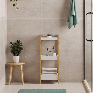 Badrek Anun met 3 niveaus 75x28x20 cm bamboe natuur/wit [en.casa]