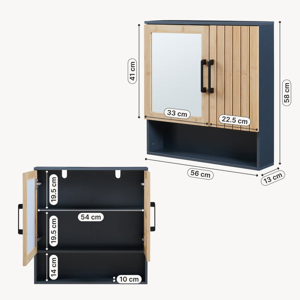 Spiegelkast Svanes 58x56x13 cm Donkergrijs/Natuur [en.casa]