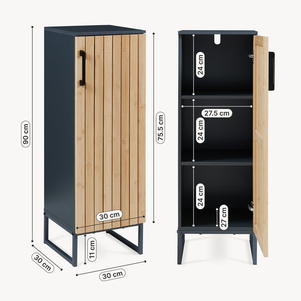 Badkamerkast Svanes 90x30x30 cm Donkergrijs/Natuur [en.casa]