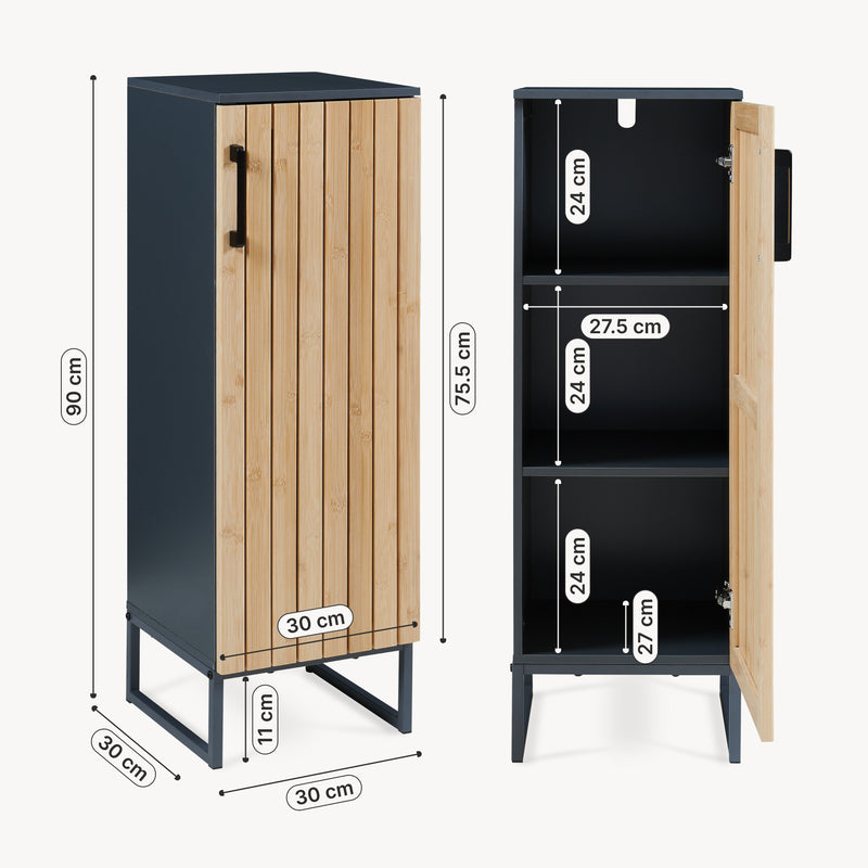 Maatschets Badkamerkast Svanes 30x30x90 cm donkergrijs en naturel [en.casa]