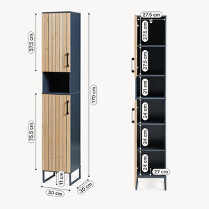 Hoogkast Svanes 170x30x30 cm Donkergrijs/Natuur [en.casa]