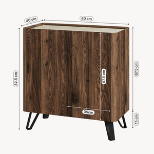 Kast Trorlon 83x80x40 cm Notenoptiek/Travertijn [en.casa]