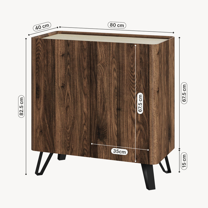 Maatschets Kast Trorlon 83x80x40 cm Notenoptiek/Travertijn [en.casa]