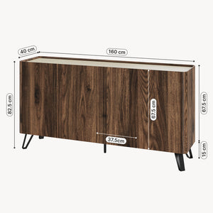 Sideboard Trorlon 160x40x83 cm walnootlook/travertijn [en.casa]