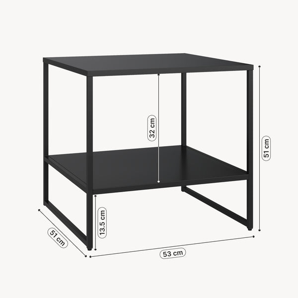Bijzettafel Salsnes 53x51x51 cm met plank Staal Zwart [en.casa]