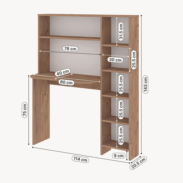 Bureau Onega met opbergrek 143x114x40 cm houtkleurig [en.casa]