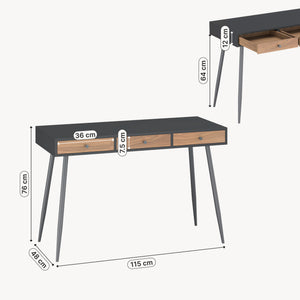 Bureau Tumba 115x48x76 cm Zwart/Walnootlook [en.casa]