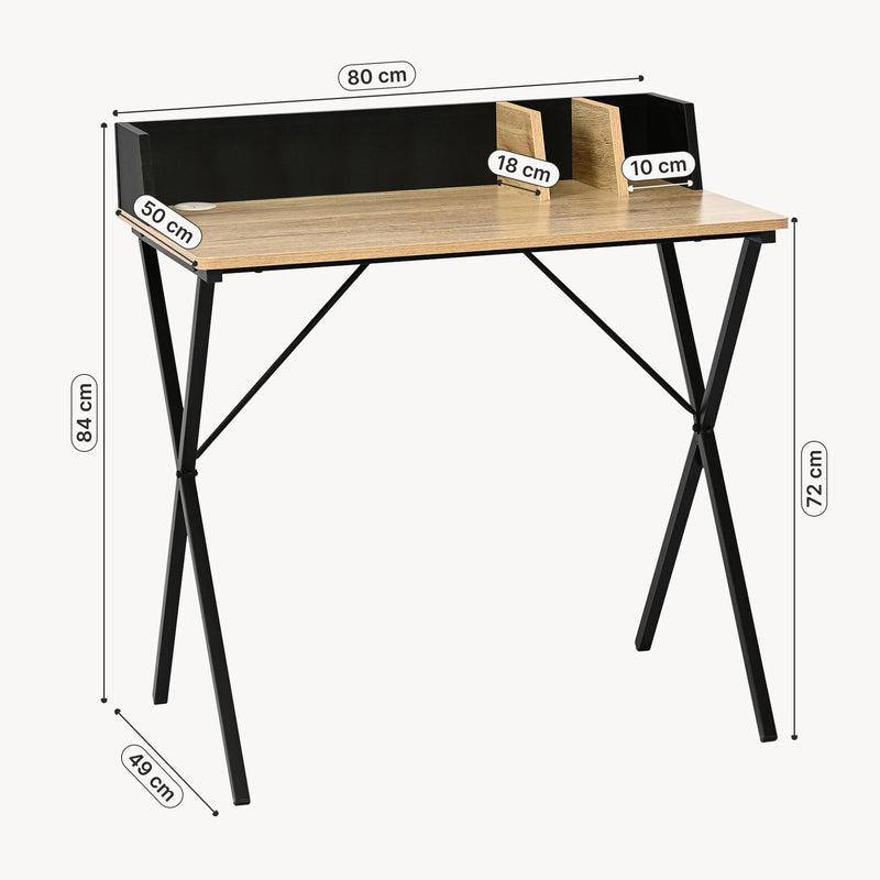 Maatschets Bureau Kappespoo 84x80x50 cm Zwart/Eikenlook [en.casa]