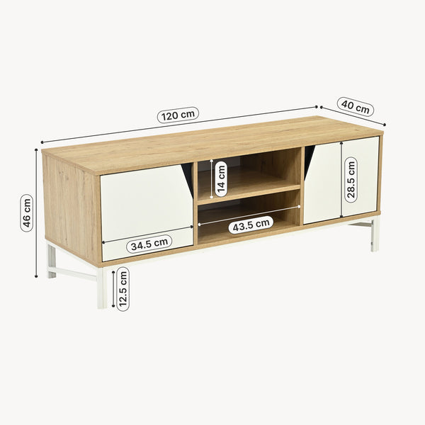 Tv-kast Kerrköndam 120x40x46 cm Eikenlook/Wit [en.casa]