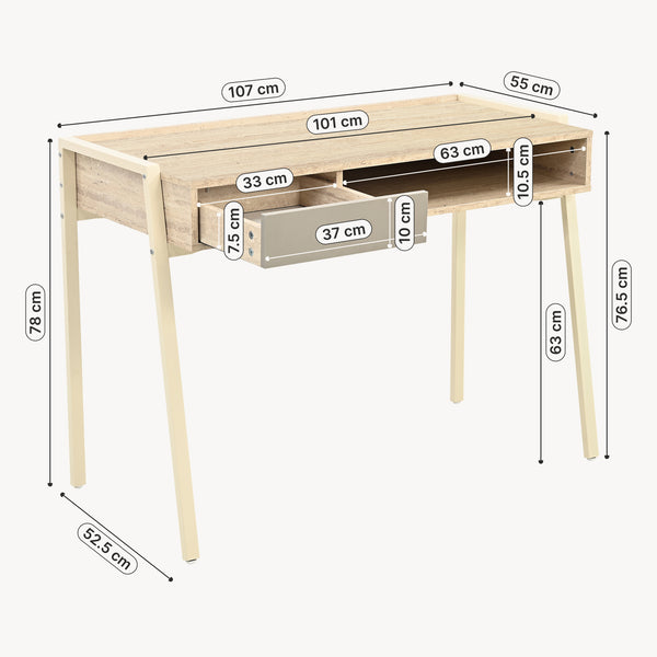 Bureau Boderas 107x55x78 cm Beige/Travertijn [en.casa]