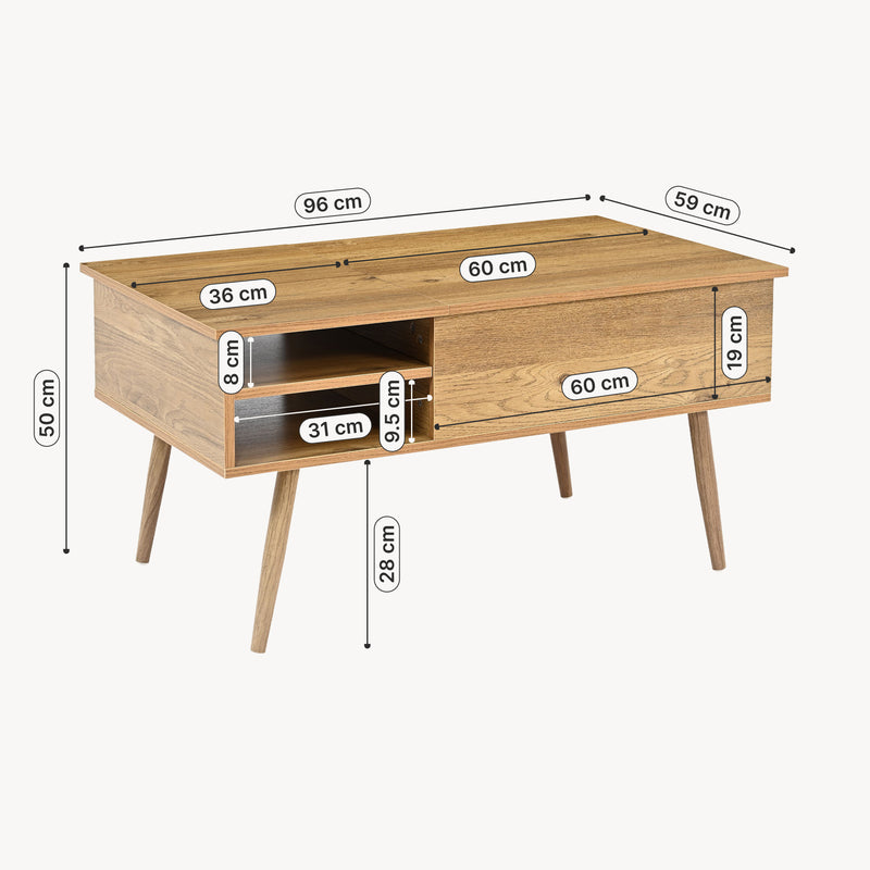 Maatschets Salontafel Vasdabod met liftplaat 96x59x50 cm eikenlook [en.casa]