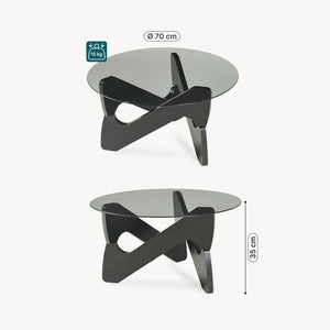 Salontafel Reypio Ø70x35 cm Zwart/Grijs [en.casa]