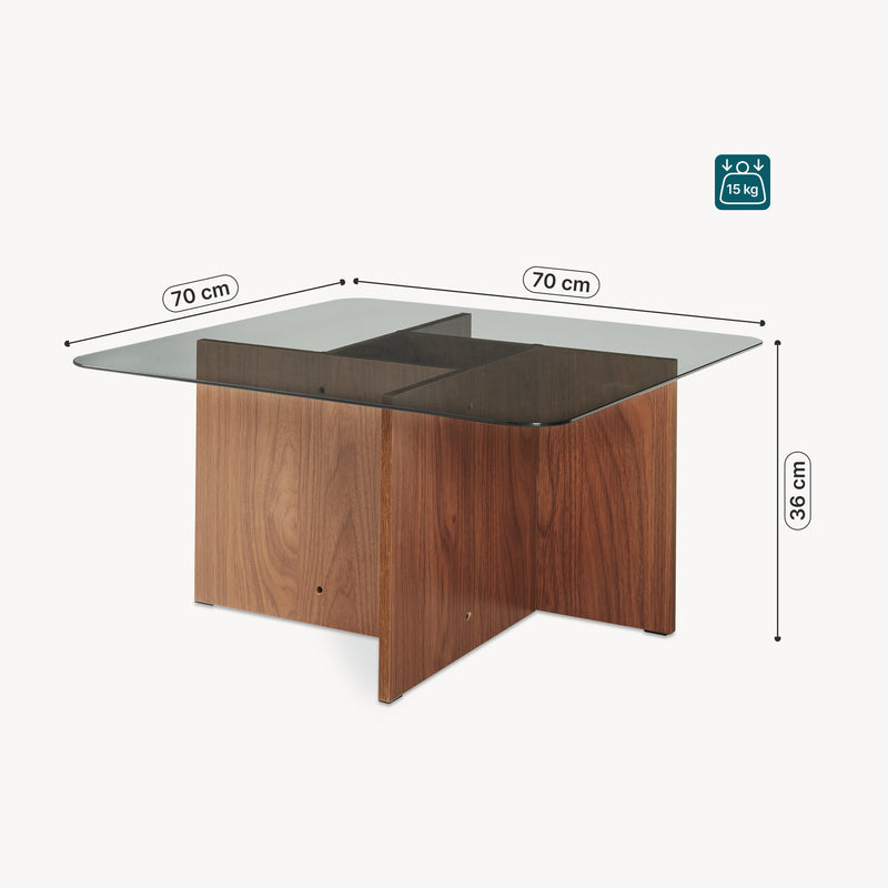 Maatschets Salontafel Benexjö 70x70x36 cm rookgrijs en walnootkleurig [en.casa]
